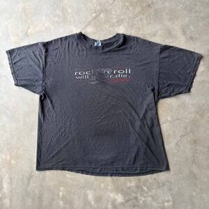 VINTAGE ROCK N ROLL WILL NEVER DIE SHIRT BAND TEE CONCERT MENS XL 90S GUITAR